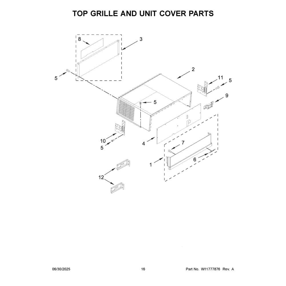Top Grille And Unit Cover Parts Diagram and Parts List for KBFN536SPS00  KitchenAid Refrigerator
