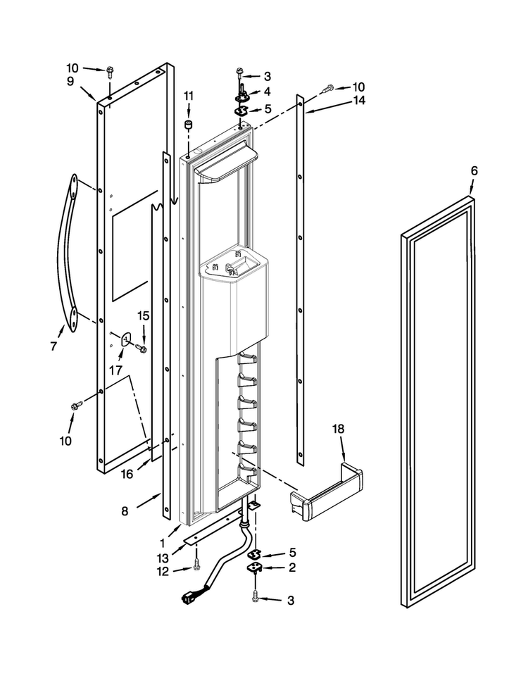 Freezer Door Parts Diagram and Parts List for KSSC42QTS18  KitchenAid Refrigerator