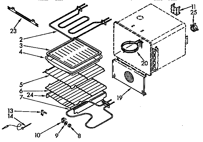 Internal Convection Oven Diagram and Parts List for KEDH207AL2  KitchenAid Range