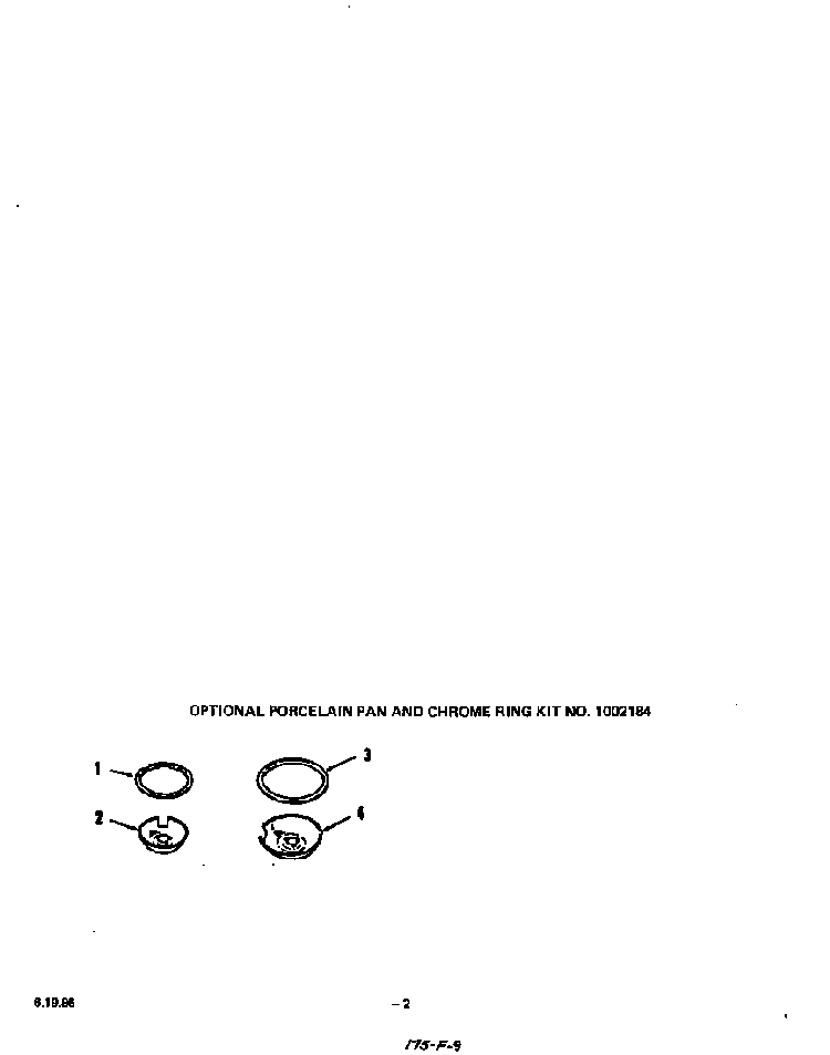 Lit/optional Porcelain Pan And Chrome Ring Diagram and Parts List for 2426*2A  Roper Range