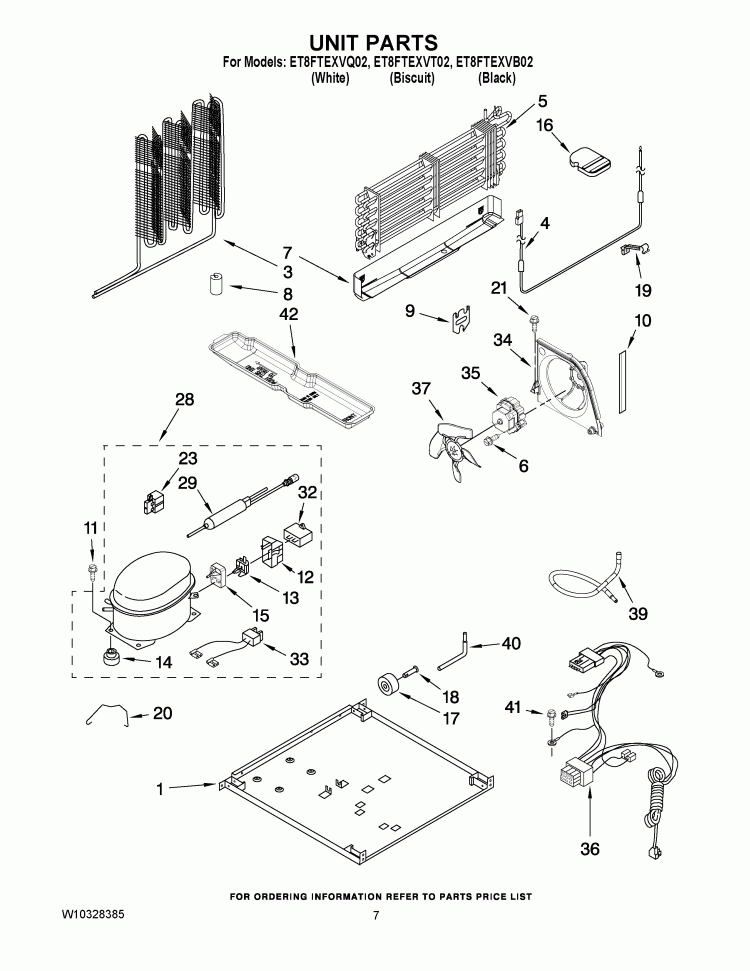 UNIT PARTS Diagram and Parts List for ET8FTEXVT02  Whirlpool Refrigerator