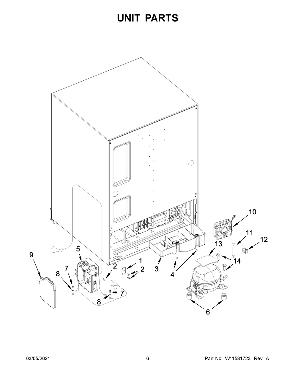 Unit Parts Diagram and Parts List for KUWR314KSS00  Whirlpool Refrigerator