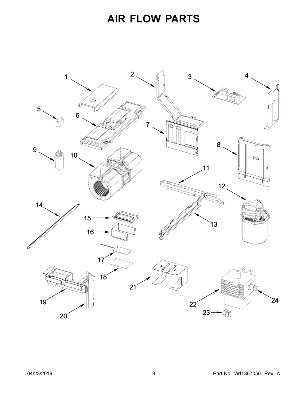 Air Flow Parts Diagram and Parts List for YKMLS311HSS5  Whirlpool Microwave