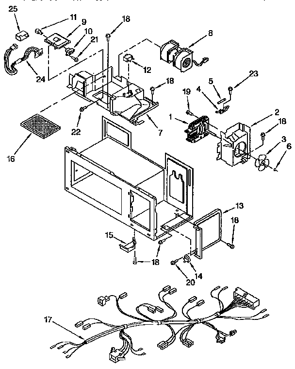 Interior Diagram and Parts List for MH7155XBZ0  Whirlpool Microwave