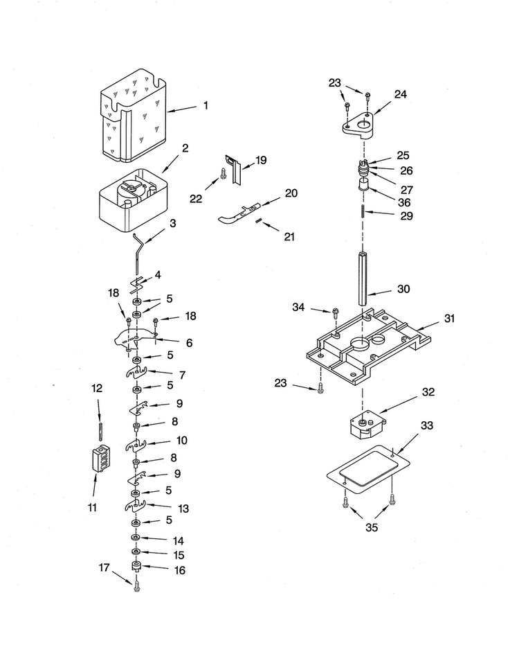 Motor & Ice Container Diagram and Parts List for KSRA25ILBL02  KitchenAid Refrigerator
