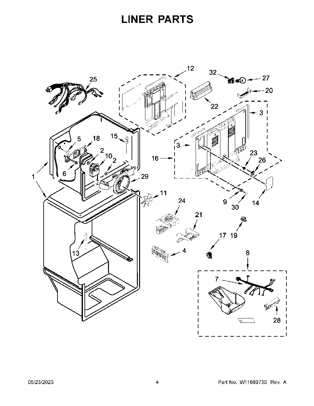 03 - Liner Parts Diagram and Parts List for MRT118FFFH09  Whirlpool Refrigerator
