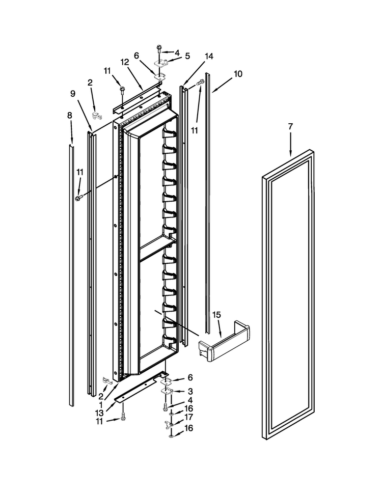 Freezer Door Parts Diagram and Parts List for KSSO48FTX20  KitchenAid Refrigerator