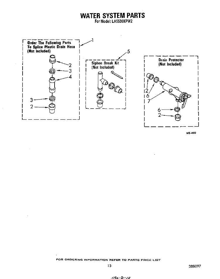WATER SYSTEM Diagram and Parts List for LA5530XPW2  Whirlpool Washer