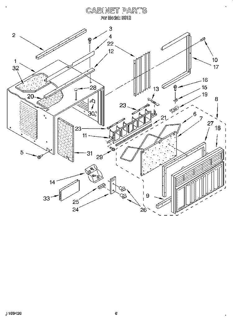 CABINET Diagram and Parts List for R812  Whirlpool Air Conditioner