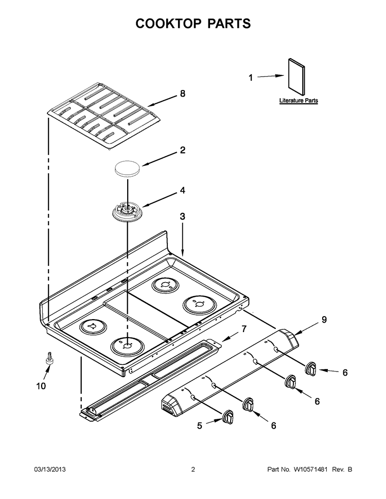 COOKTOP PARTS Diagram and Parts List for GGG388LXQ05  Whirlpool Range