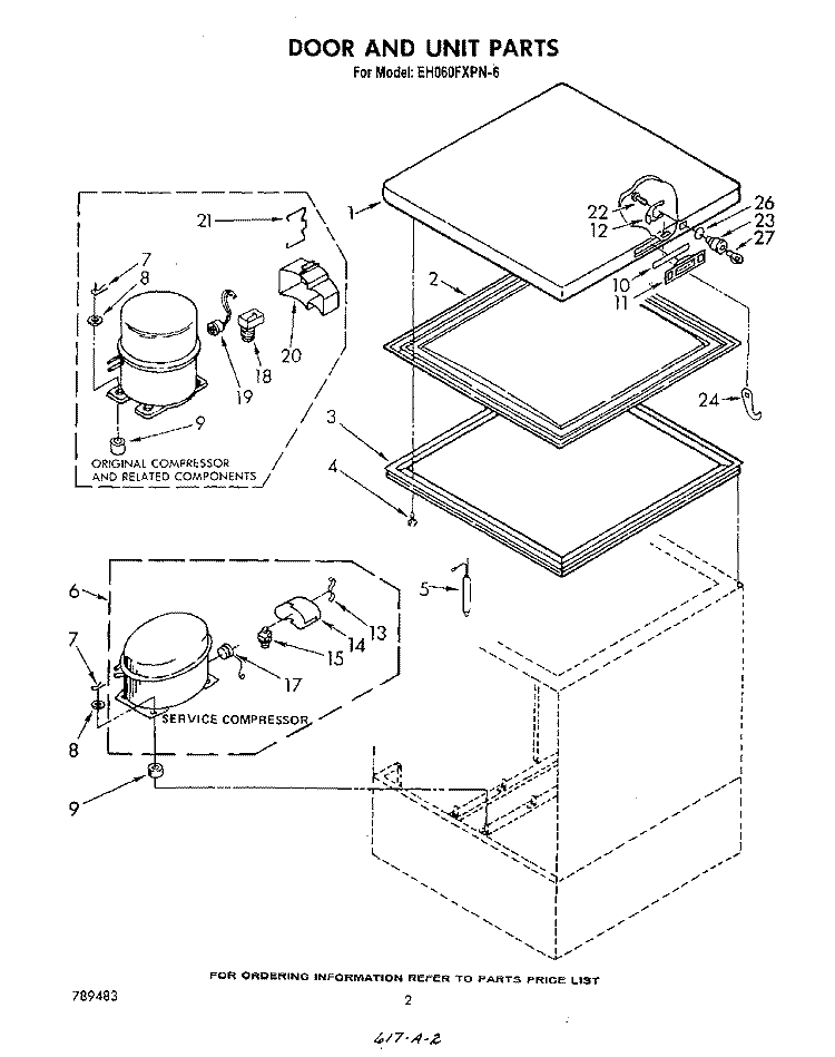 SECTION Diagram and Parts List for EH060FXPN6  Whirlpool Freezer