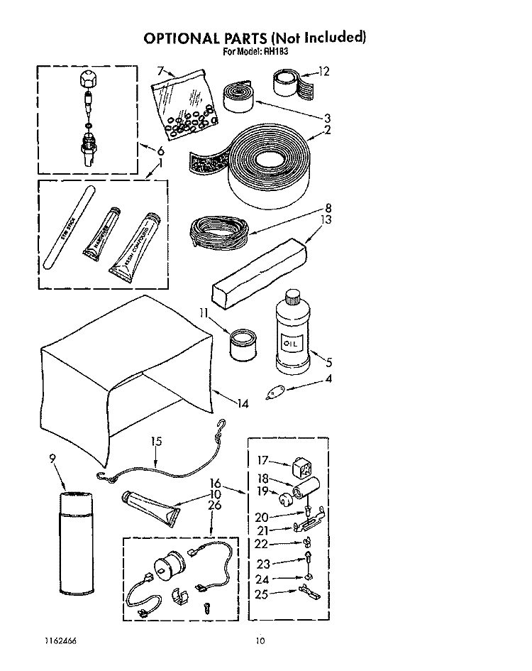 OPTIONAL Diagram and Parts List for BFRH183  Whirlpool Air Conditioner