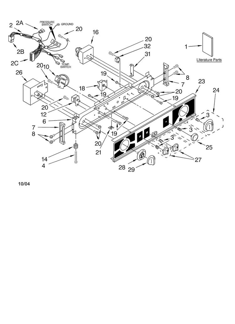 Washer/dryer Control Panel Parts Diagram and Parts List for 11088752794  Kenmore Washer Dryer Combo