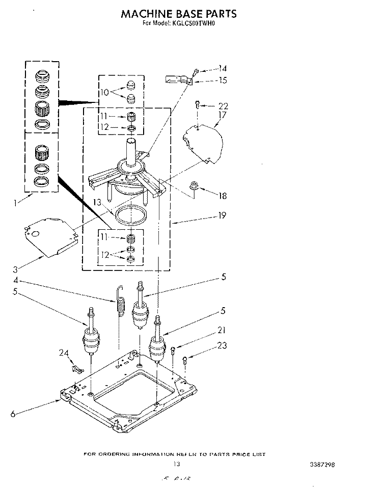 MACHINE BASE Diagram and Parts List for KGLC500THT0  KitchenAid Washer Dryer Combo