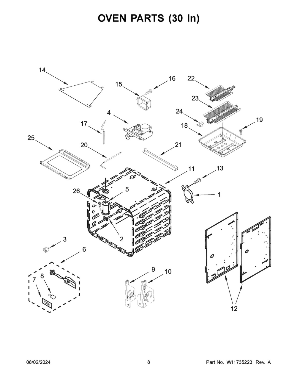 05 - Oven Parts (30 In) Diagram and Parts List for KFGC558JYP07  Whirlpool Range