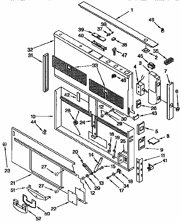 Housing And Control Diagram and Parts List for 664KIRD861XSS3  Kenmore Range Hood