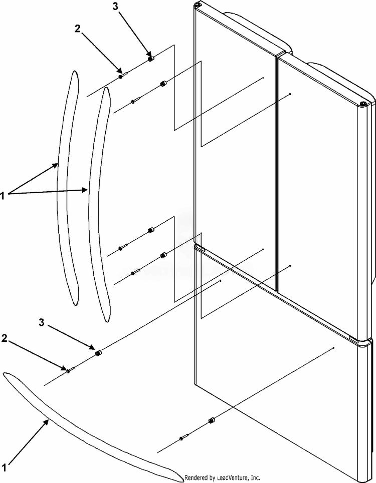 Handles And Trim Diagram and Parts List for AFD2535FES  Whirlpool Refrigerator