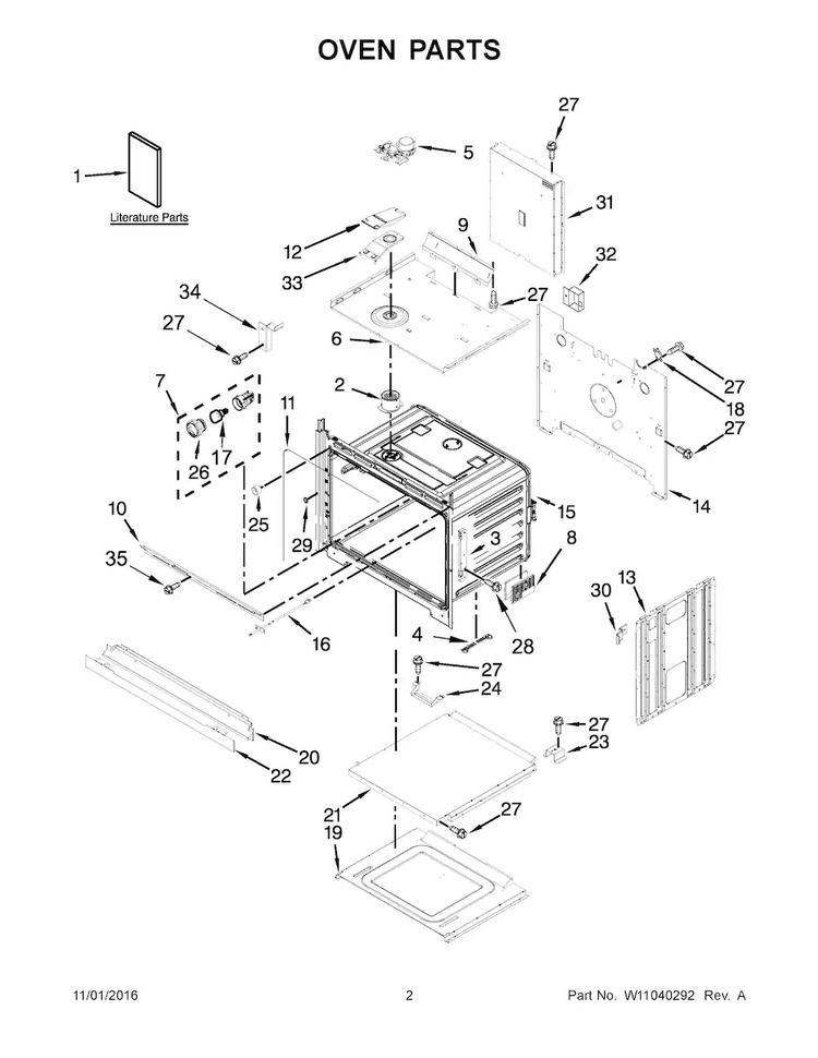 Oven Parts Diagram and Parts List for WOS51EC7AS04  Whirlpool Wall Oven