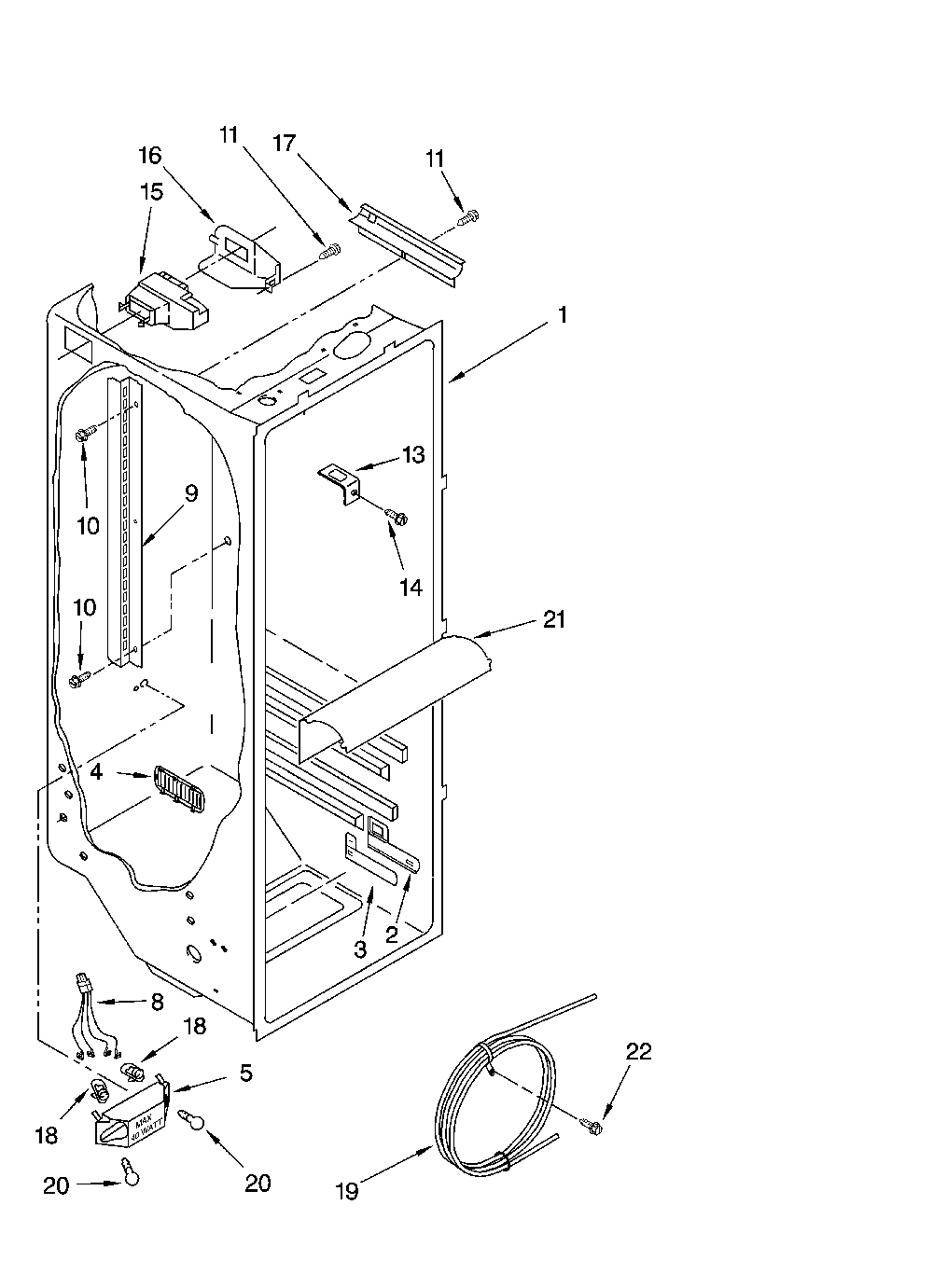 Refrigerator liner parts Diagram and Parts List for ED5SHAXMT10  Whirlpool Refrigerator