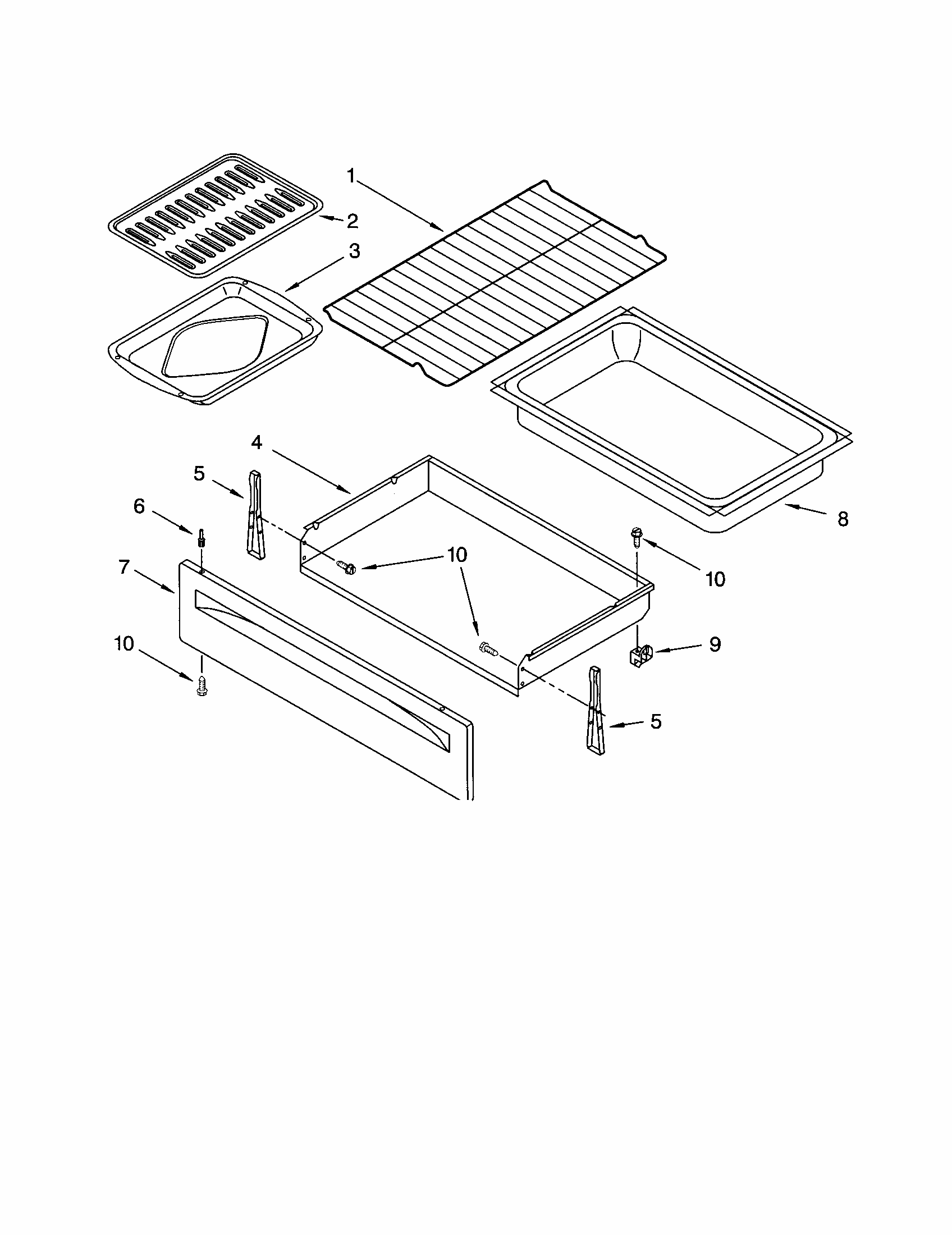 Drawer And Broiler Diagram and Parts List for RF368LXKB0  Whirlpool Range