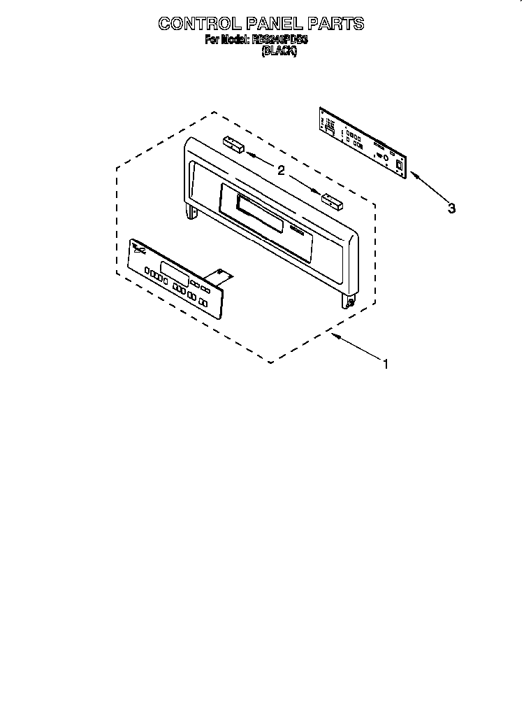 Control Panel Diagram and Parts List for RBS240PDB0  Whirlpool Wall Oven