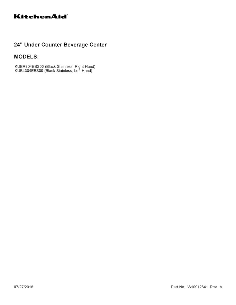 Cover Sheet Diagram and Parts List for KUBL304EBS00  KitchenAid Cooler