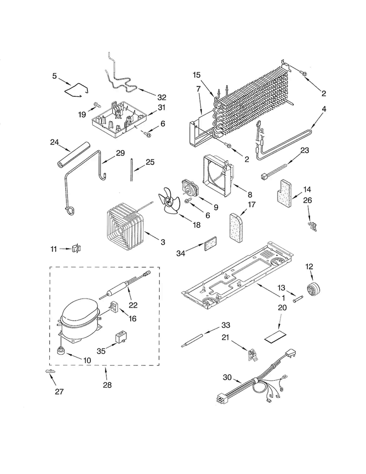 Unit Diagram and Parts List for 10670933901  Kenmore Refrigerator