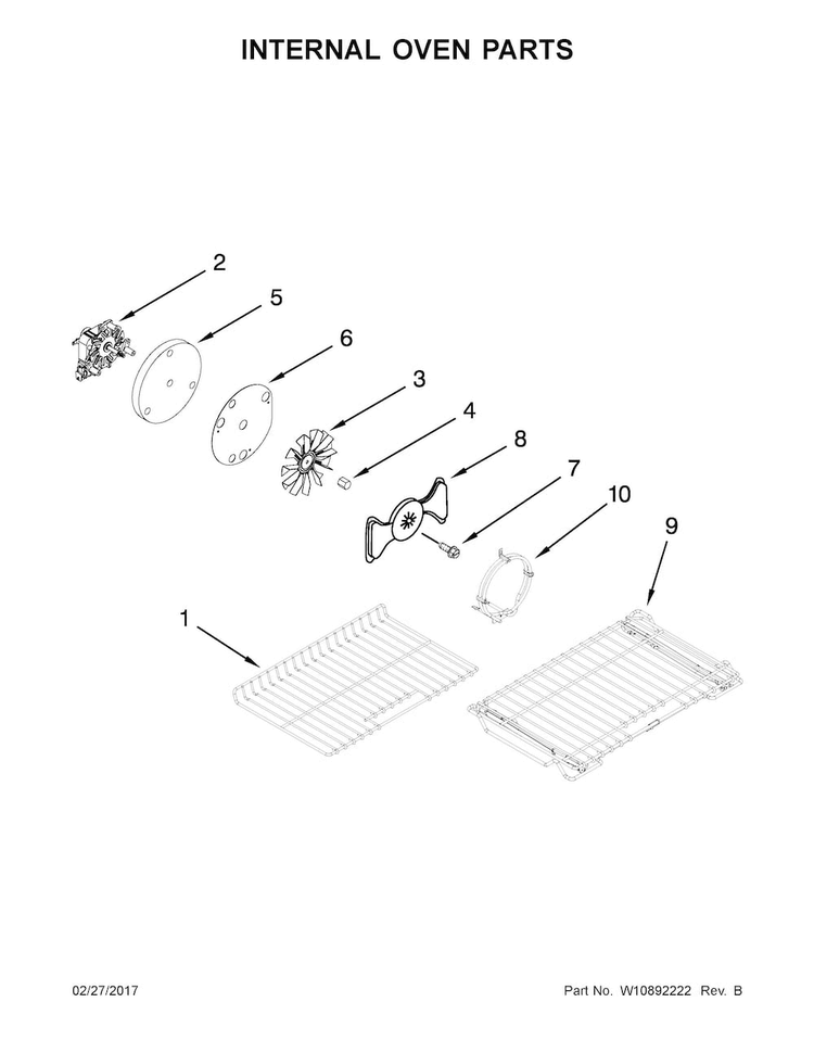 Internal Oven Parts Diagram and Parts List for KFGD500ESS04  KitchenAid Range