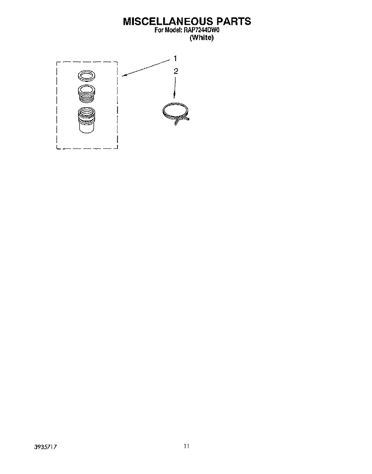 MISCELLANEOUS, LIT/OPTIONAL Diagram and Parts List for RAP7244DW0  Whirlpool Washer