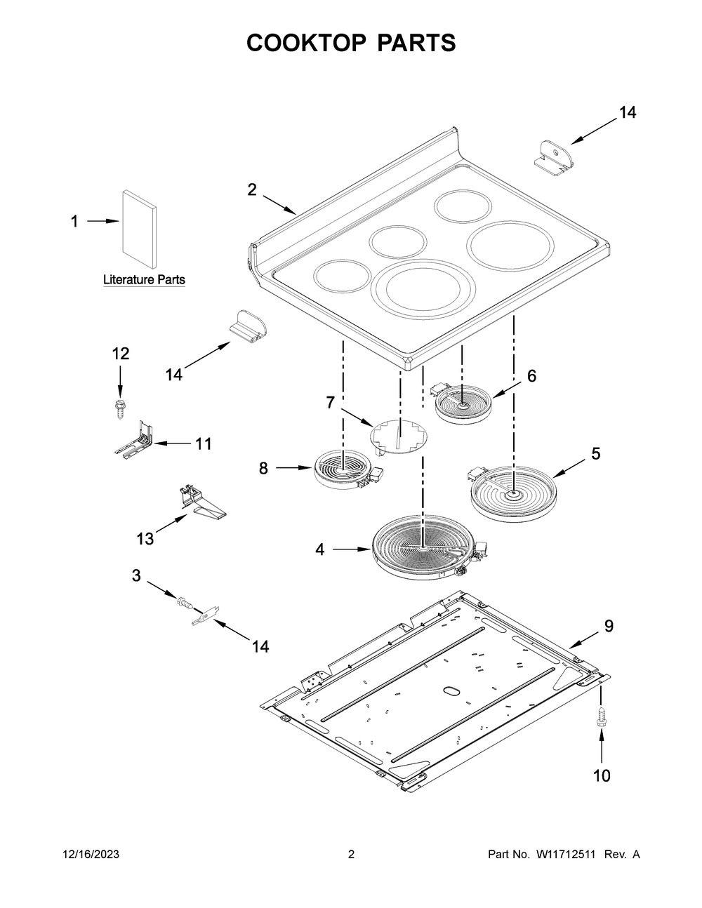 Cooktop Parts Diagram and Parts List for YKFEG500EBS8  KitchenAid Range