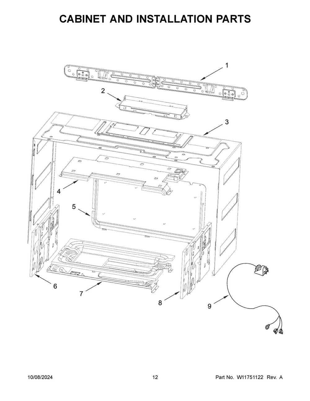07 - Cabinet And Installation Parts Diagram and Parts List for YMMMF8030PZ00  Whirlpool Microwave