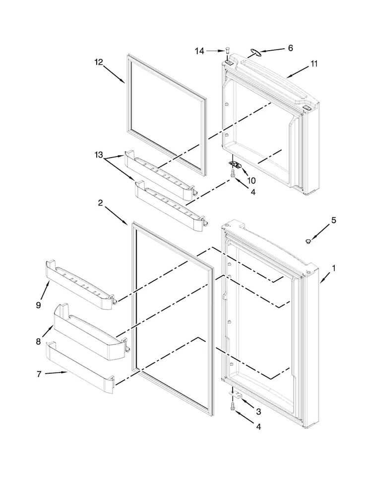 Door Parts Diagram and Parts List for 10676392412  Kenmore Refrigerator