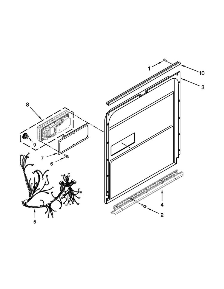 Inner Door Parts Diagram and Parts List for KUDE48FXPA6  KitchenAid Dishwasher