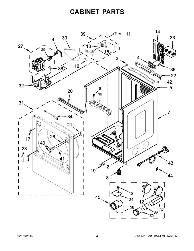 03 - Cabinet Parts Diagram and Parts List for YWED8500DC2  Whirlpool Dryer