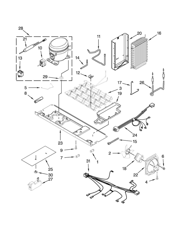 Unit Parts Diagram and Parts List for KSF26C4XYY04  KitchenAid Refrigerator