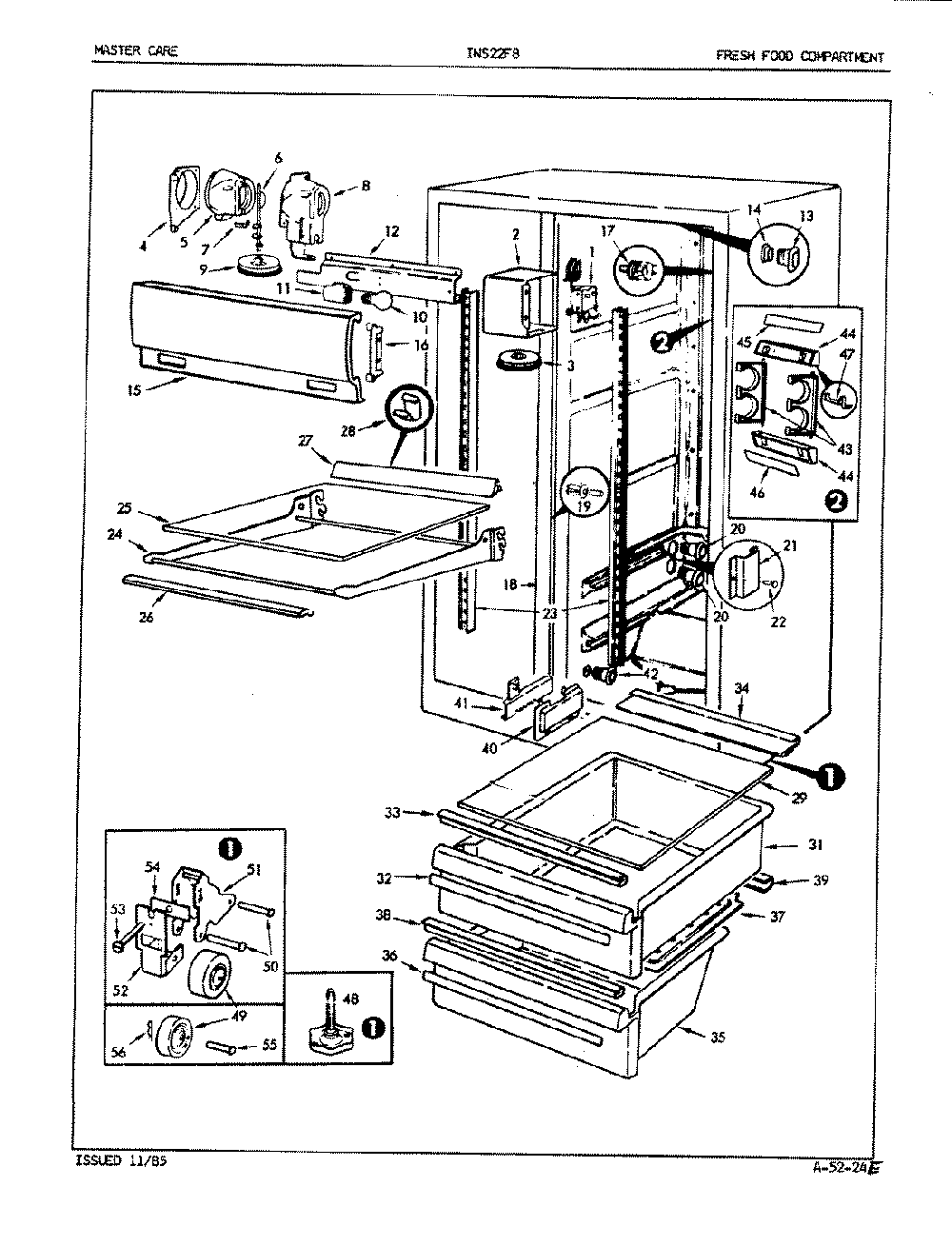03 - Fresh Food Compartment Diagram and Parts List for INS22F8A  Whirlpool Refrigerator