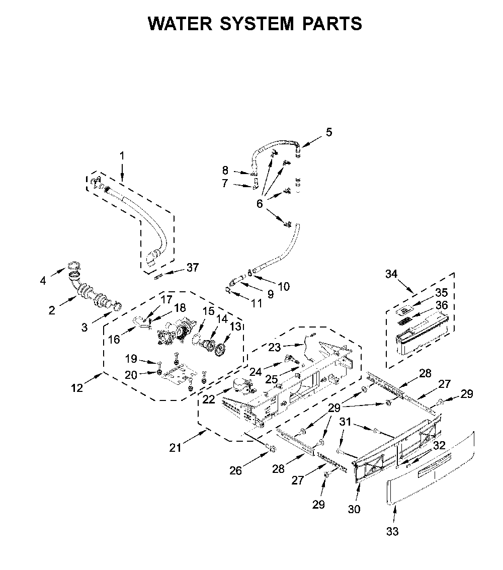 Water system parts Diagram and Parts List for WFW6620HC1  Whirlpool Washer