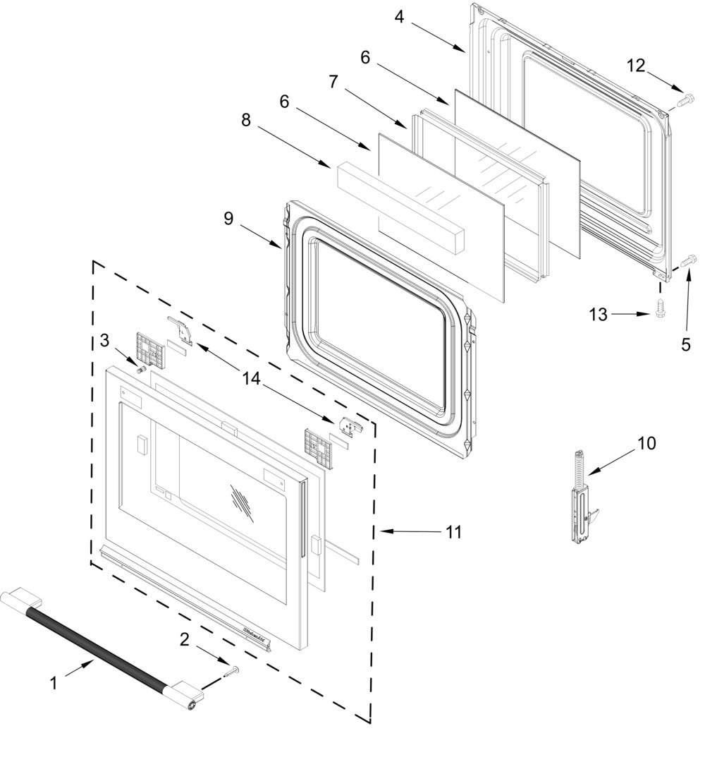 Door Parts Diagram and Parts List for KSGS330SPS0  Whirlpool Range