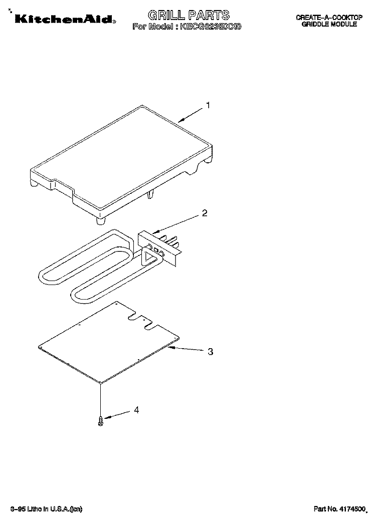 SECTION Diagram and Parts List for KECG023BXX0  KitchenAid Cooktop