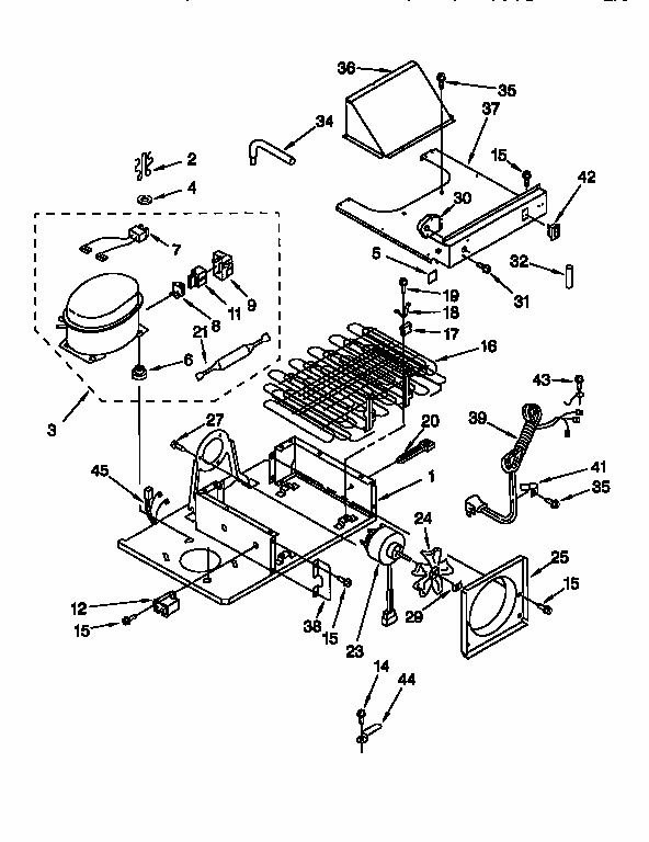 Upper Unit Diagram and Parts List for 106KSSS36QDW05  KitchenAid Refrigerator