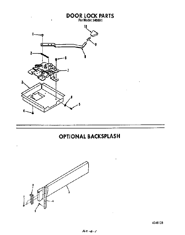 Door Lock Diagram and Parts List for 2496*1  Roper Range