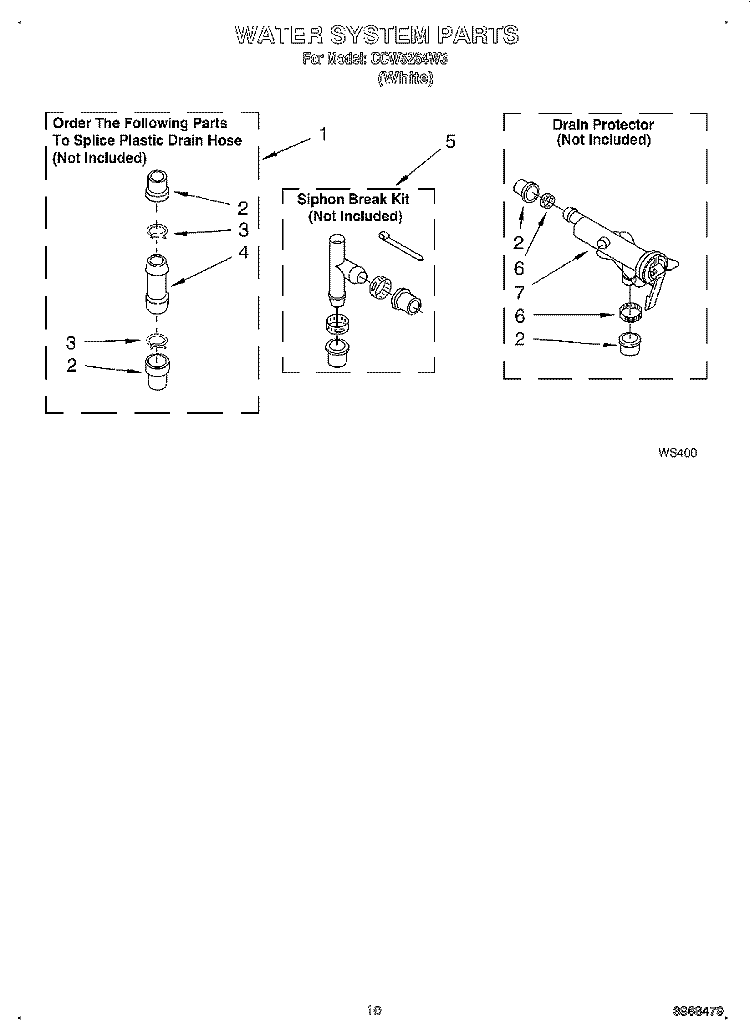 WATER SYSTEM Diagram and Parts List for CCW5264W3  Whirlpool Washer