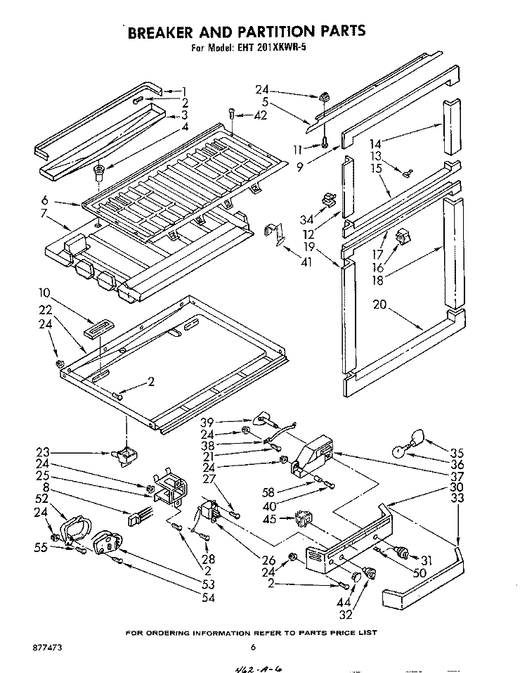 BREAKER AND PARTITION Diagram and Parts List for EHT201XKWR5  Whirlpool Refrigerator