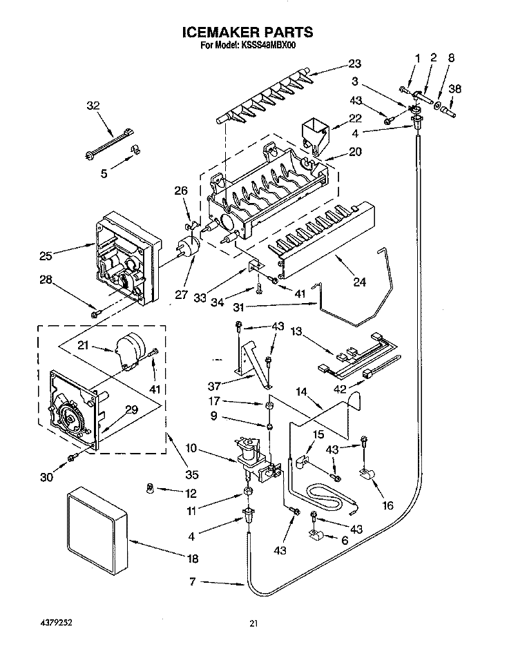 ICEMAKER, LIT/OPTIONAL Diagram and Parts List for KSSS48MBX00  KitchenAid Refrigerator