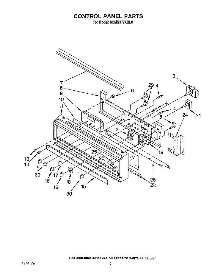 CONTROL PANEL, LIT/OPTIONAL Diagram and Parts List for KEMS377XBL0  KitchenAid Microwave Oven Combo