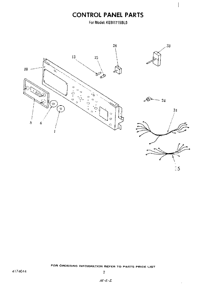 CONTROL PANEL Diagram and Parts List for KEBI171SBL0  KitchenAid Wall Oven
