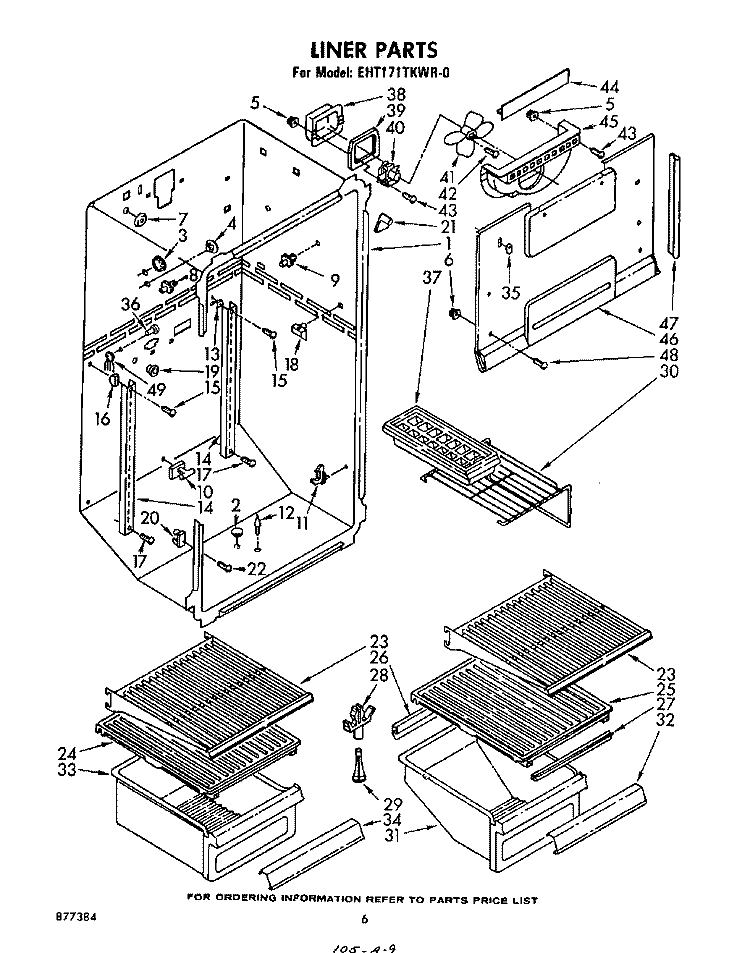 LINER Diagram and Parts List for EHT171TKWR0  Whirlpool Refrigerator