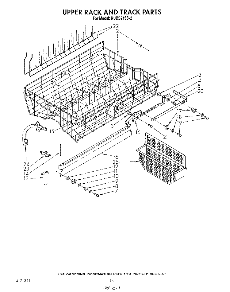 UPPER RACK AND TRACK Diagram and Parts List for KUDS21SS2  KitchenAid Dishwasher