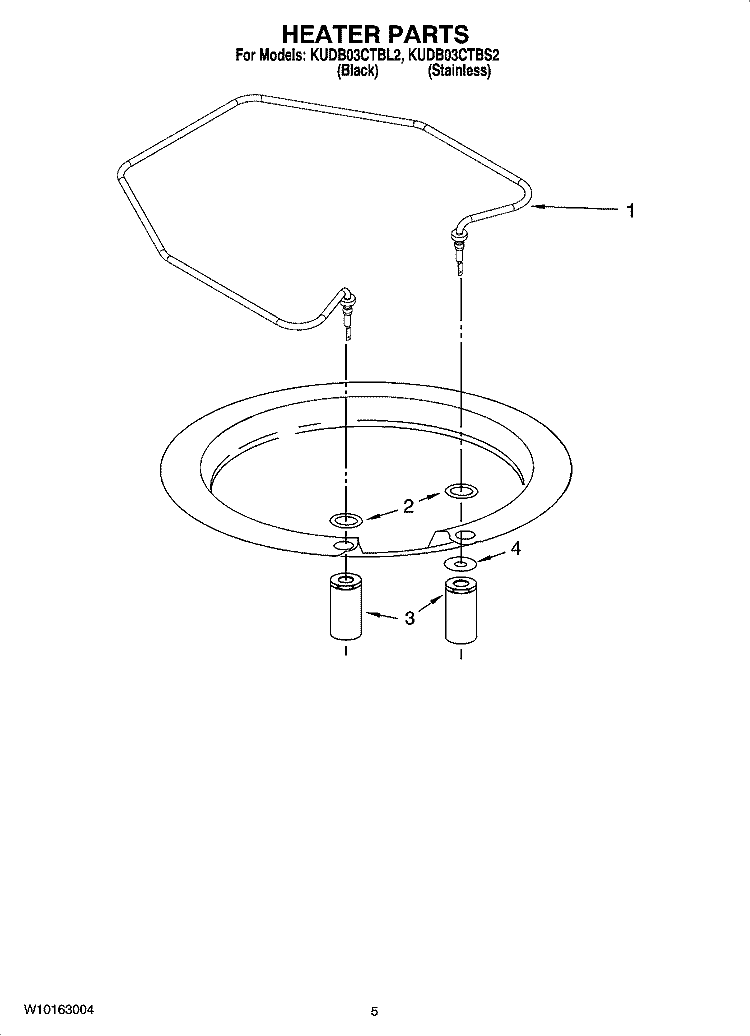 HEATER PARTS Diagram and Parts List for KUDB03CTBS2  KitchenAid Dishwasher