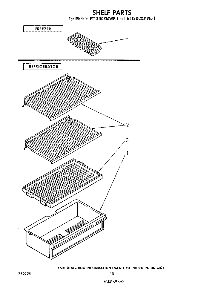 SHELF Diagram and Parts List for ET12DCXMWR1  Whirlpool Refrigerator
